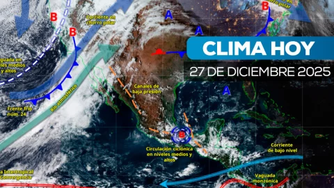 Lluvias, heladas y frente frío 24 marcan el clima en México hoy 27 de diciembre 2025