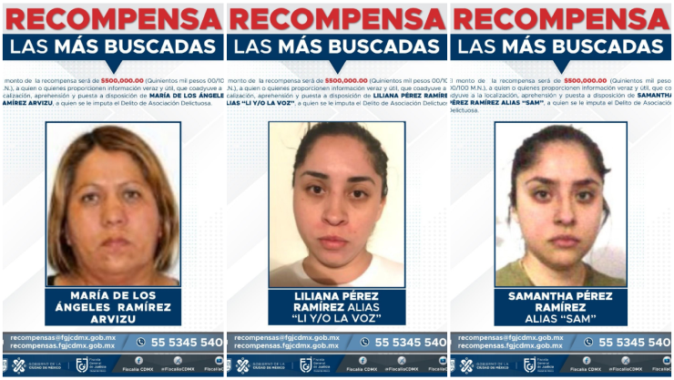 Recompensa por presuntas integrantes del Cártel de Tláhuac.