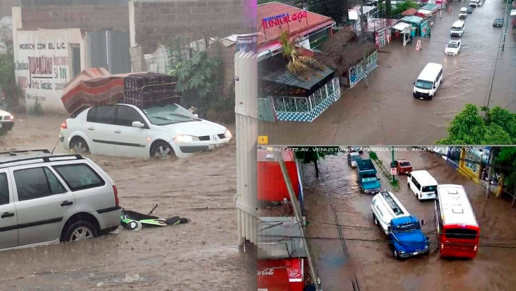 Lluvias arrasan con puestos de una feria en Puebla
