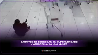 Guardia de seguridad ATROPELLA a mujer con carritos de supermercado: VIDEO VIRAL