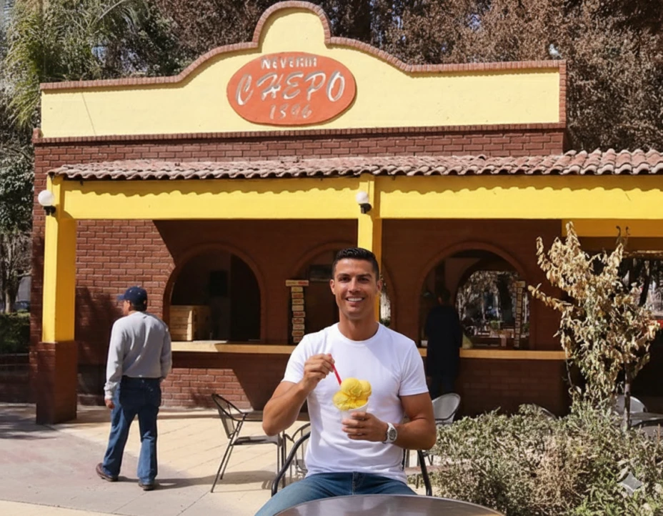 Cristiano Ronaldo probando las tradicionales Nieves Chepo de Lerdo.