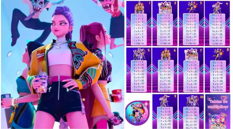 tablas de multiplicar kpop demon hunters