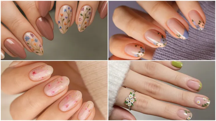 estampados florales - diseños de uñas para primavera 2026