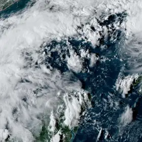 Imagen de satélite de la tormenta Isaías sobre el golfo de México.