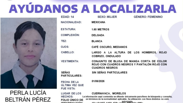 Desaparece otra menor en Cuernavaca.