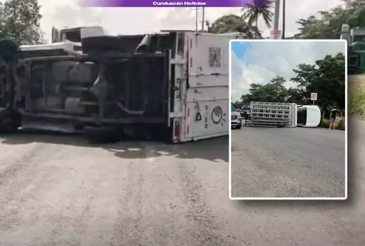 Accidente en la carretera Comalcalco–Cunduacán hoy: Volcadura frente a la UJAT.