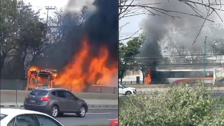 Se incendia autobús de pasajeros en la carretera México-Querétaro a la altura de Tepotzotlán