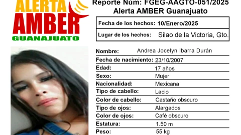 Alerta Amber Guanajuato de la adolescente Andrea Jocelyn Ibarra Durán de 17 años, en Silao, Guanajuato.png