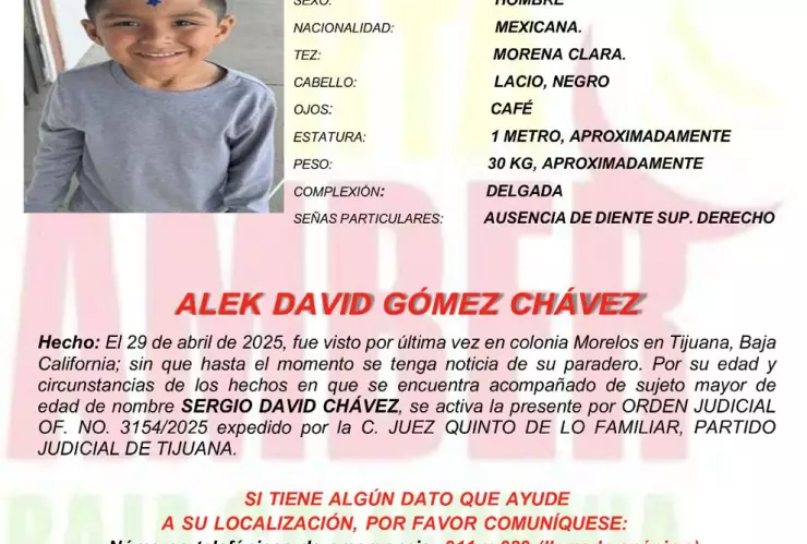 Desaparecido en Tijuana: se activa la alerta AMBER por el pequeño Alek David