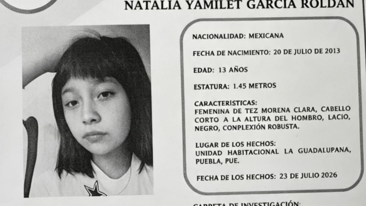 Reportan a Natalia Yamilet García, menor de 13 años, como desaparecida en Puebla