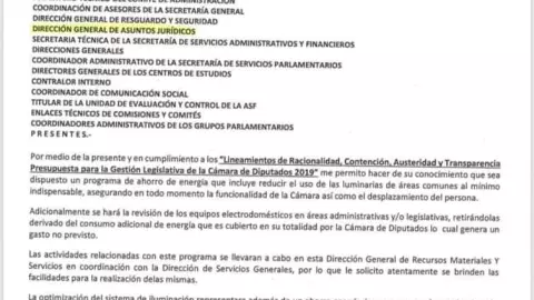 Comunicado austeridad diputados