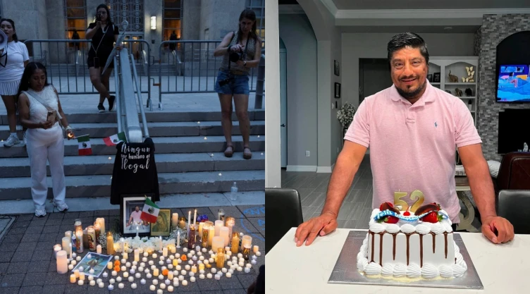 Lorenzo Salgado Araujo, un automovilista mexicano que fue asesinado a tiros por un agente del ICE durante una parada de tráfico en Houston, aparece detrás de un pastel de cumpleaños en un lugar desconocido en esta fotografía obtenida de redes sociales y publicada el 8 de julio de 2026