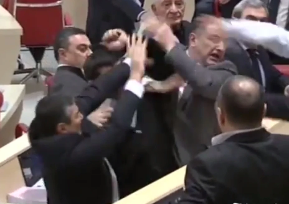 Algunos diputados arrancaron micrófonos de sus lugares y los usaron para golpear a sus adversarios.
