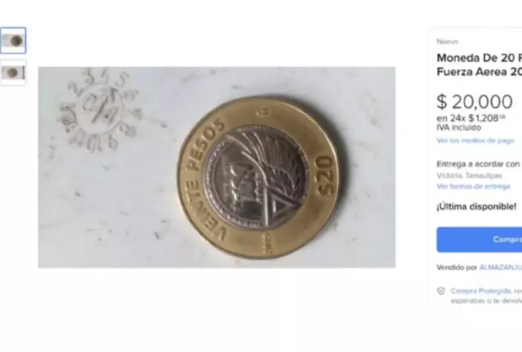 Ofrecen 120 mil pesos por moneda de 20 pesos de la Fuerza Aérea Mexicana