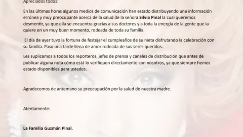 Familia de Silvia Pinal desmiente rumores; no se encuentra en grave estado de salud