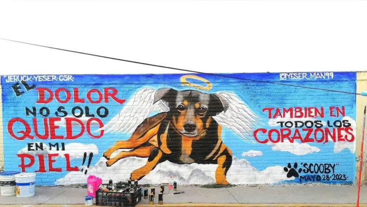 Scooby mural perrito quemado aceite