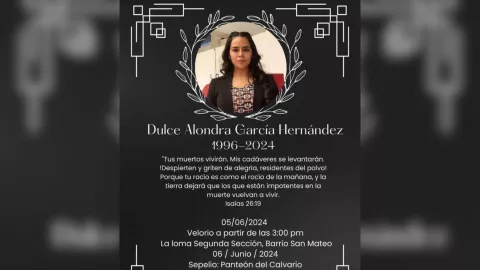 Esquela de Dulce, mujer que murió por selfie con La Emperatriz