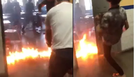 Incendio salón de clases