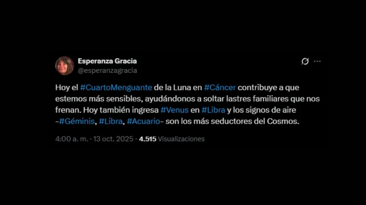 ¿Qué les depara a cada signo del zodíaco, según los horóscopos de Esperanza Gracia?