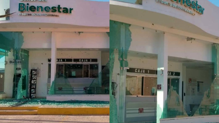 ¡Balean Banco del Bienestar! Sujetos armados ocasionan daños en sucursal de Tamazula, Durango