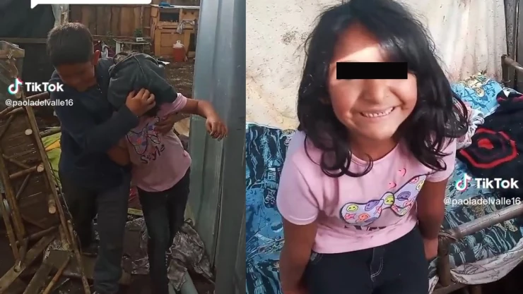 Niña recibe casa de cartón.