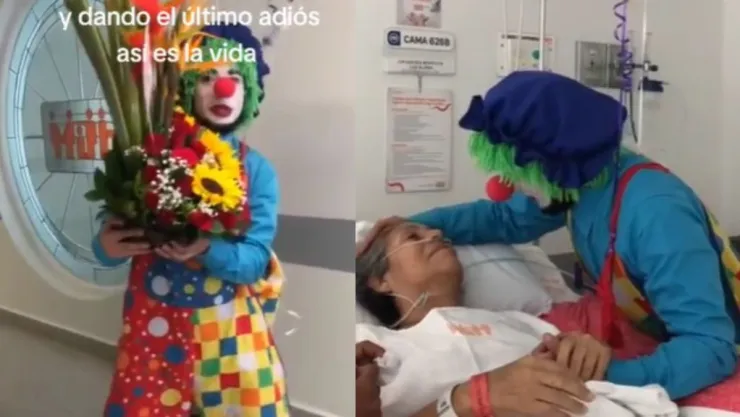 Payasito en un hospital despidiendo a su abuela