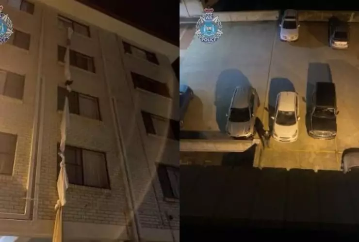 huye de cuarentena por utilizando sábanas amarradas