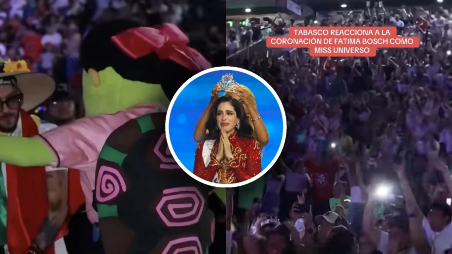 VIDEO: Así fue la reacción de los tabasqueños al ver a Fátima Bosch coronarse como Miss Universo 2025