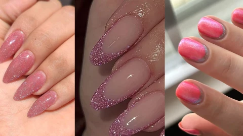 14 diseños de uñas rosas con brillos que te harán ver espectacular en cualquier ocasión