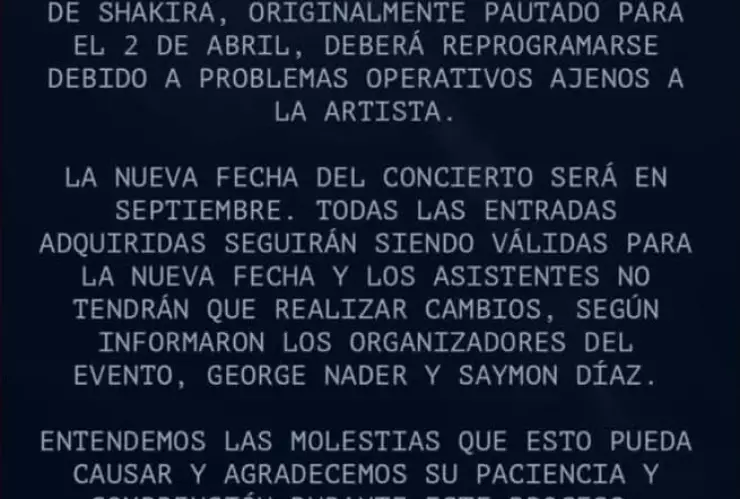 Comunicado SD Concerts