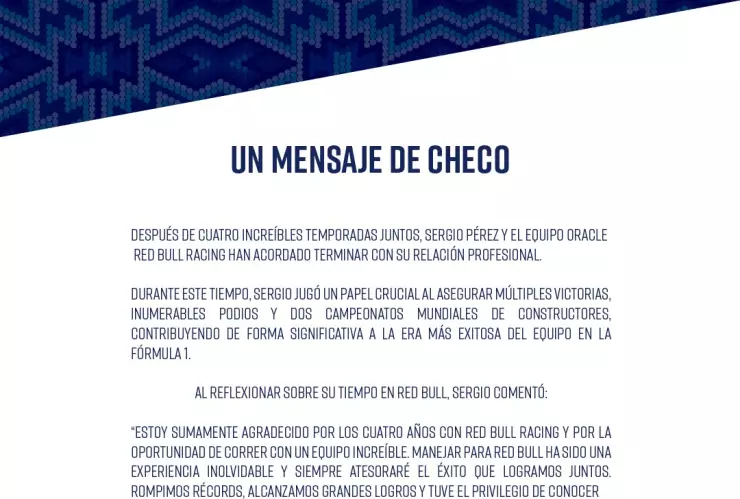 Sergio Checo Pérez comunicado.jpeg