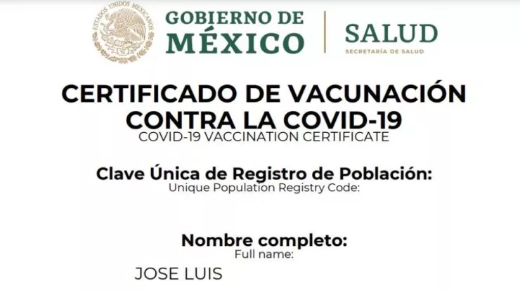 Certificado Vacunación Covid 19
