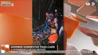 El hombre de 27 años fue hallado con vida tras caer en un precipicio de 250 metros