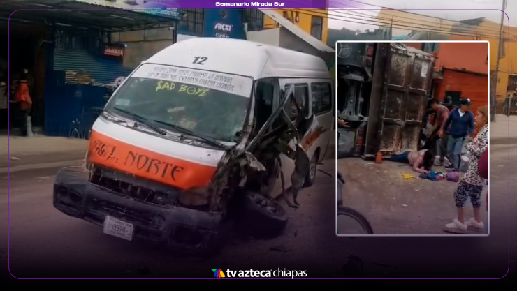 Choque entre combi y volteo en San Cristóbal de Las Casas deja saldo rojo