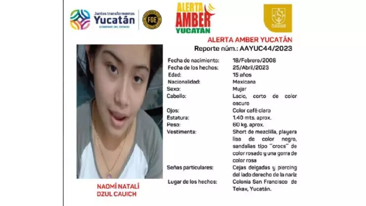 Alerta Amber por desaparicicón de niña de 15 años