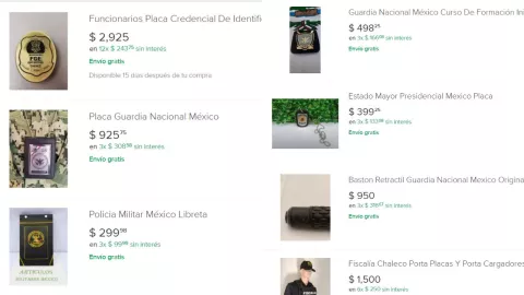 Venden supuestas placas de identificación de la Guardia Nacional, FGR, Estado Mayor Presidencial y más en línea