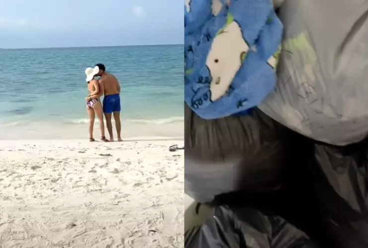 Tiktoker vuelve de vacaciones y sus cosas están en bolsas