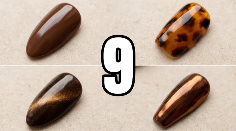 9 imágenes de uñas en color café que se ven hermosas en diseño corto o largo