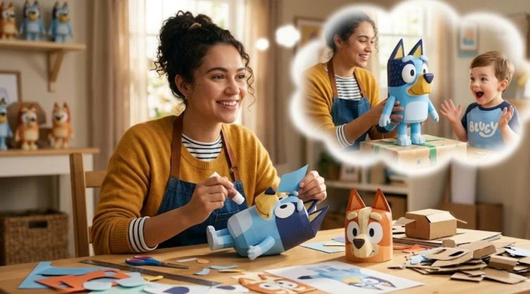 Cómo hacer figuras 3D de Bluey con cartulina y pegamento; moldes imprimibles gratis