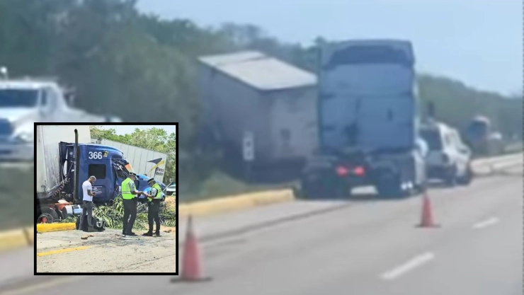 Tráiler protagoniza FUERTE ACCIDENTE en la carretera Campeche - Mérida este Jueves Santo; ¿hay heridos?