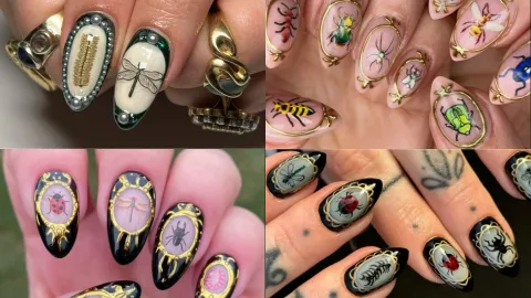 diseño de uñas insectos corte coffin