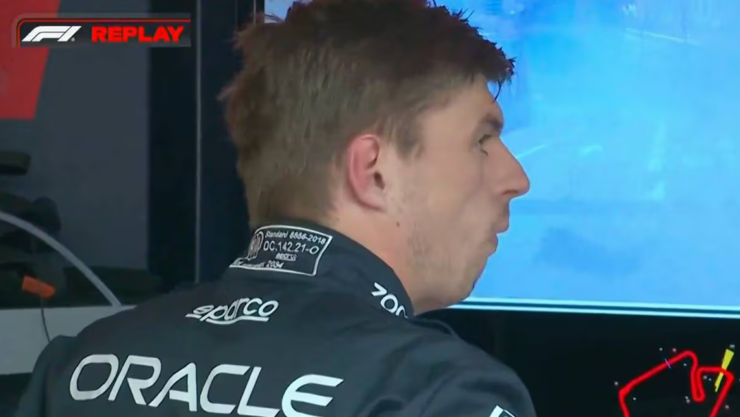 VIDEO Reacción Max Verstappen al choque de Checo Pérez