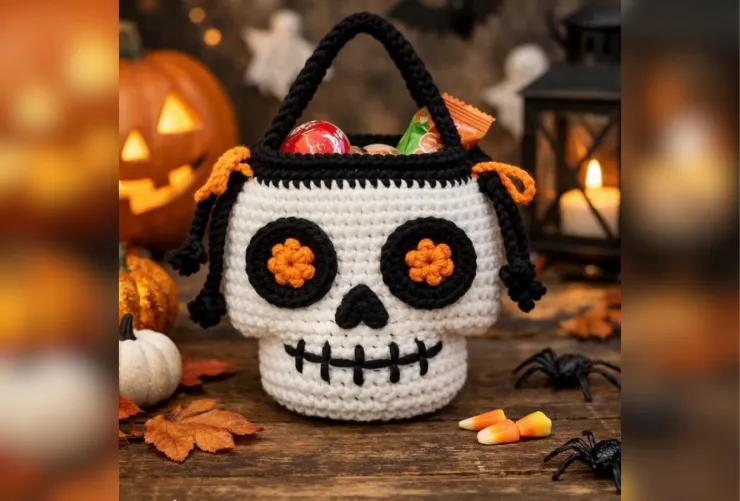 4 ideas para dulceros de crochet para pedir calaverita en Halloween y Día de Muertos