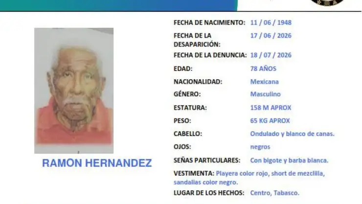 Ramón Hernández desaparecido Tabasco