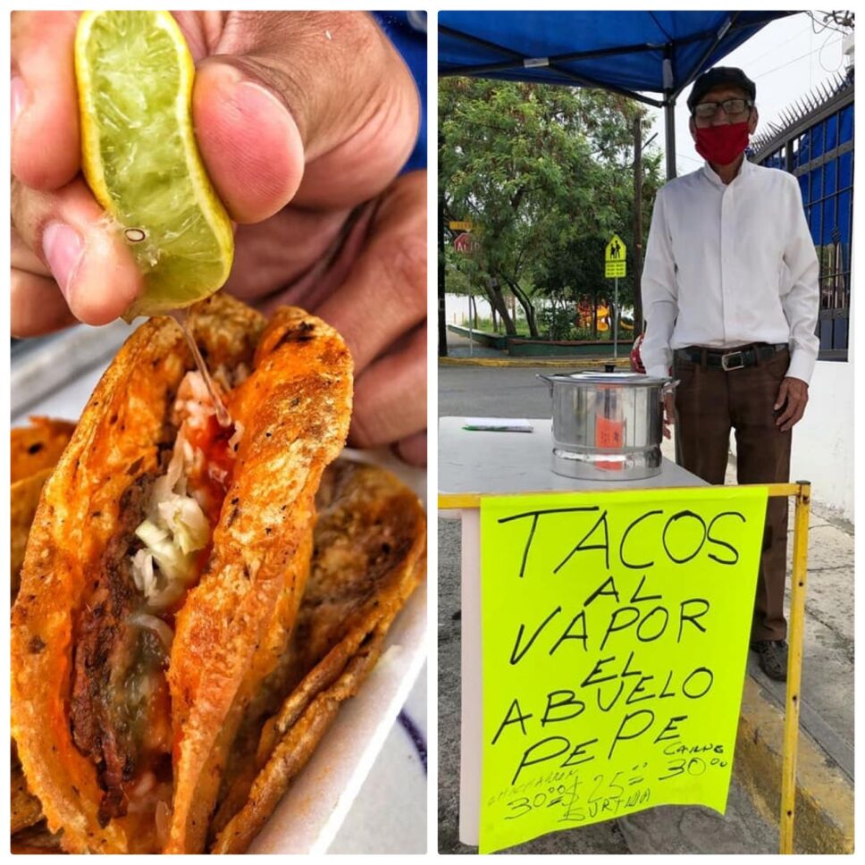 Abuelito ya no puede trabajar y emprende negocio de tacos al vapor en