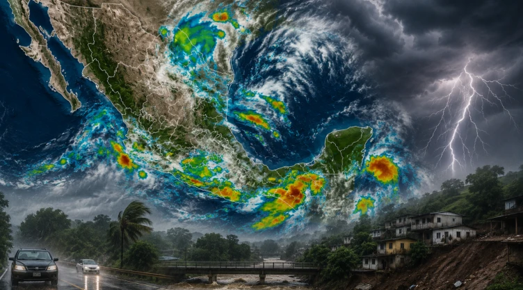 Ondas tropicales y canales de baja presión azotarán a México con fuertes lluvias: Conoce las zonas afectadas
