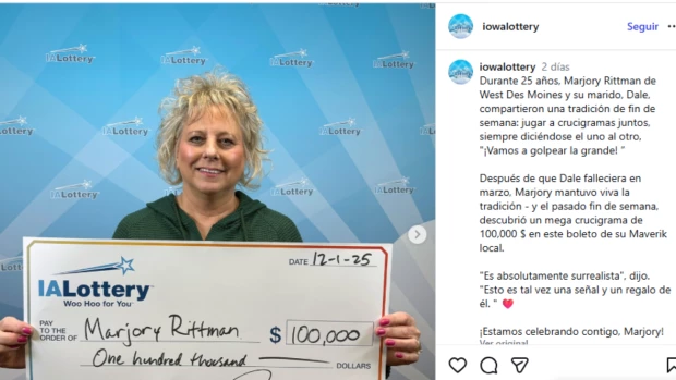 Marjory Rittman, residente de West Des Moines, Iowa, fue la ganadora del boleto con el premio de los 100,000 dólares