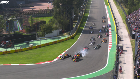 Checo Pérez eliminado del GP de México en la primera curva
