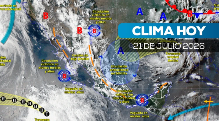 Clima en México por el monzón mexicano hoy 21 de julio