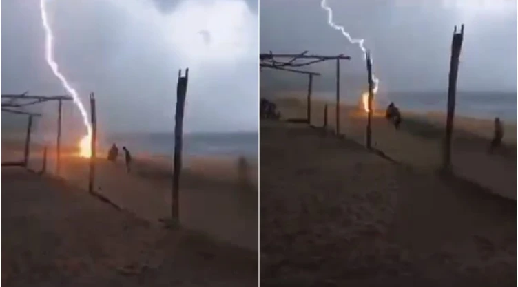 VIDEO: Rayo cae en playas de Michoacán y mata a dos personas